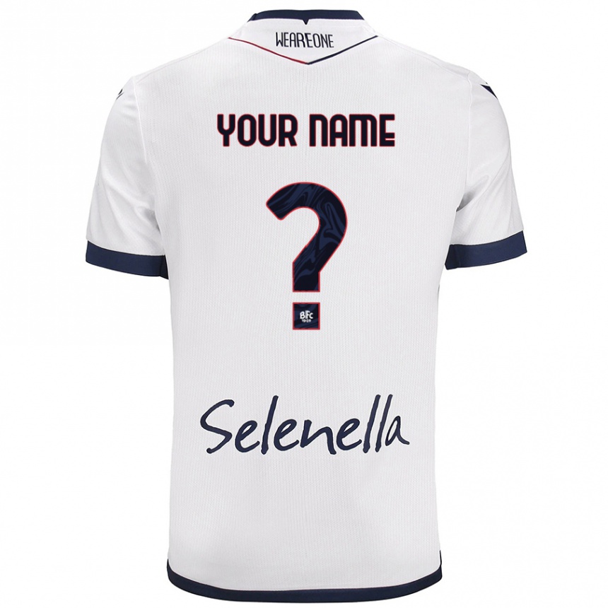 Women Football Your Name #0 White Royal Blue Away Jersey 2024/25 T-Shirt Za