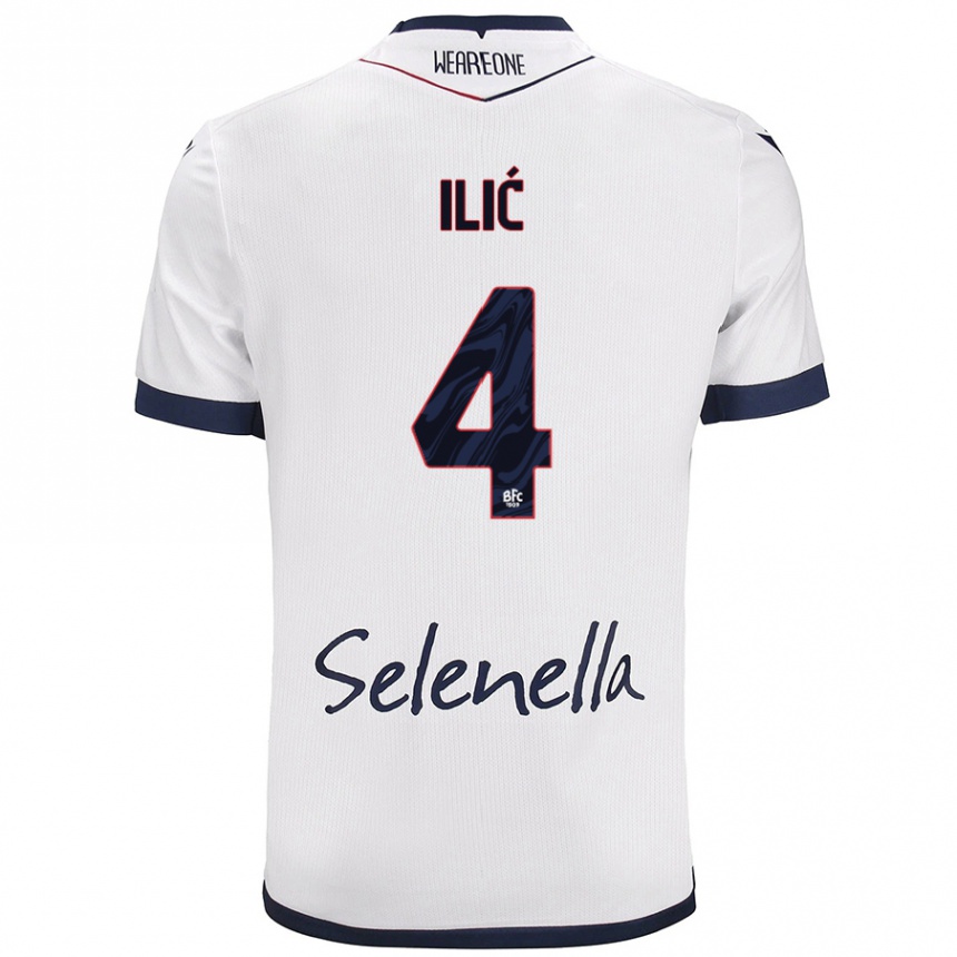 Women Football Mihajlo Ilić #4 White Royal Blue Away Jersey 2024/25 T-Shirt Za