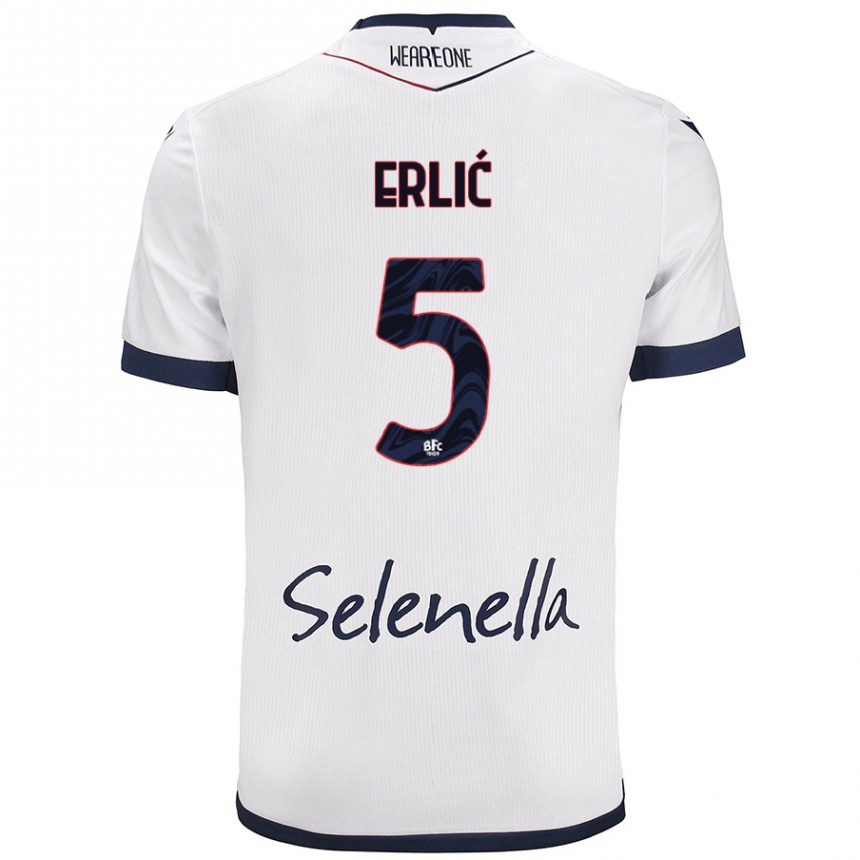 Women Football Martin Erlić #5 White Royal Blue Away Jersey 2024/25 T-Shirt Za