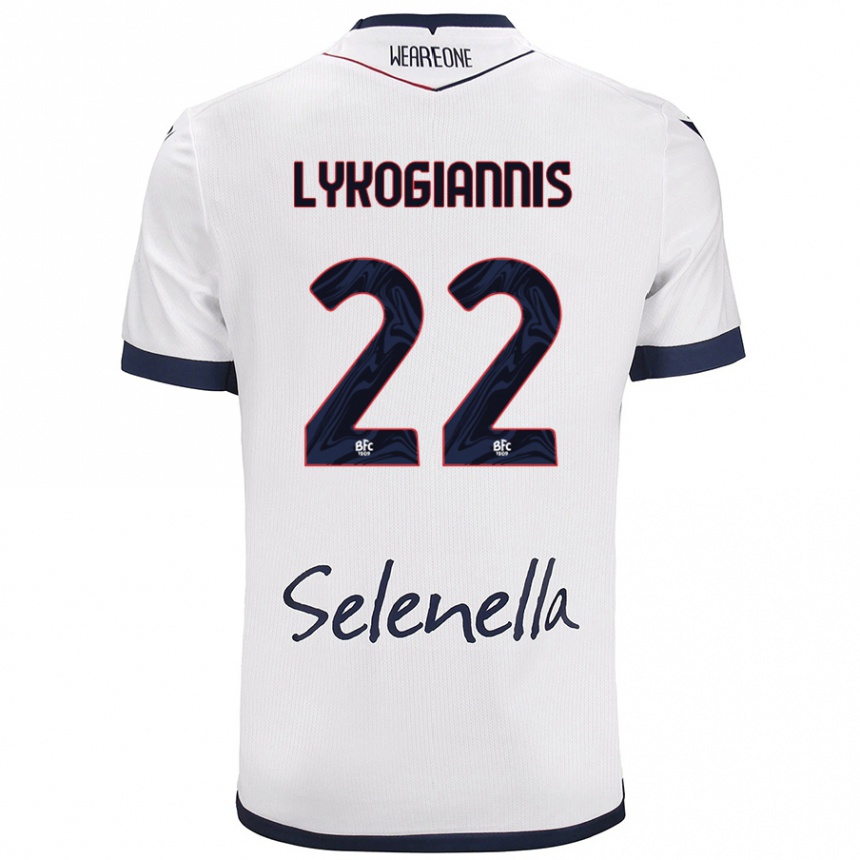 Women Football Charalampos Lykogiannis #22 White Royal Blue Away Jersey 2024/25 T-Shirt Za