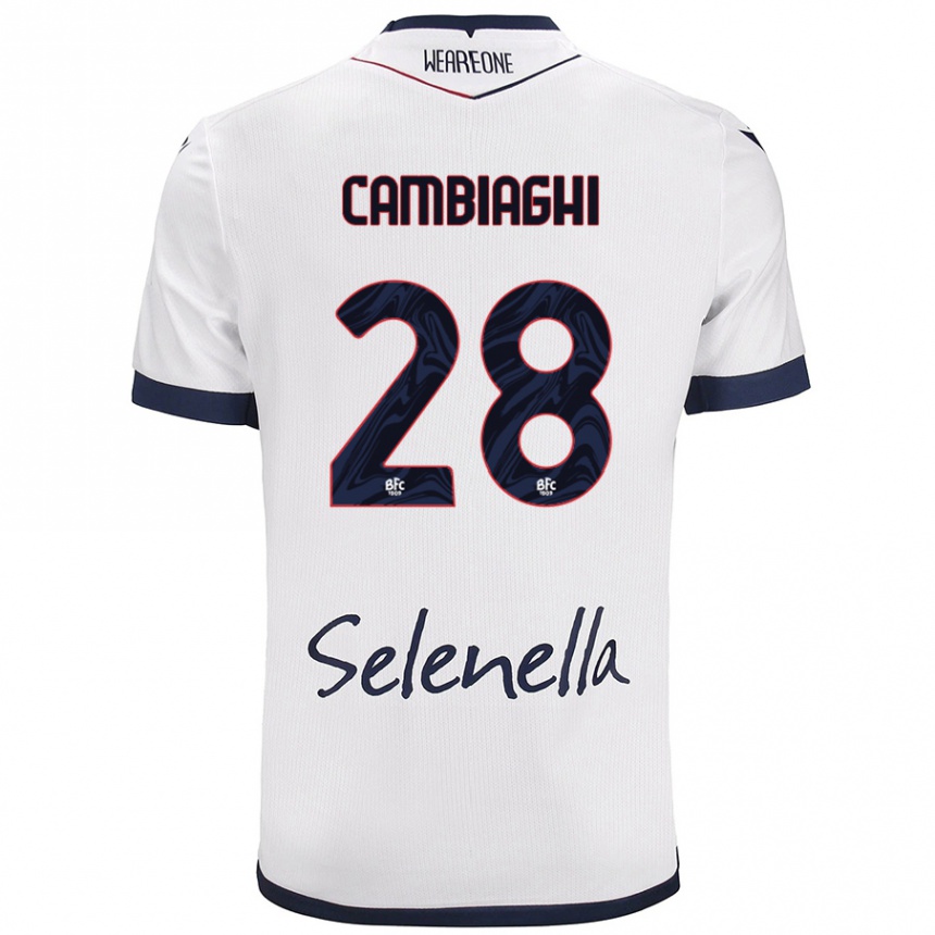 Women Football Nicolò Cambiaghi #28 White Royal Blue Away Jersey 2024/25 T-Shirt Za