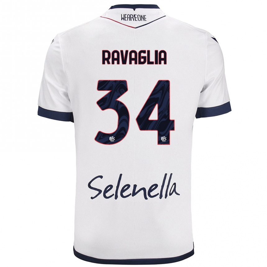 Women Football Federico Ravaglia #34 White Royal Blue Away Jersey 2024/25 T-Shirt Za