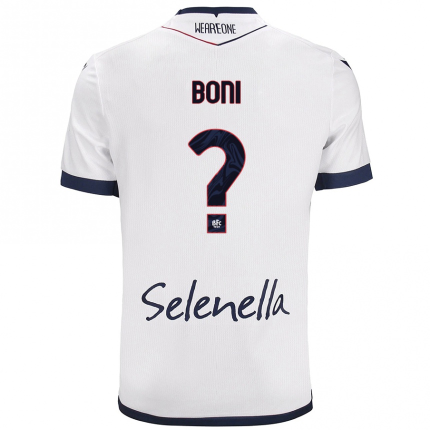 Women Football Mattia Boni #0 White Royal Blue Away Jersey 2024/25 T-Shirt Za