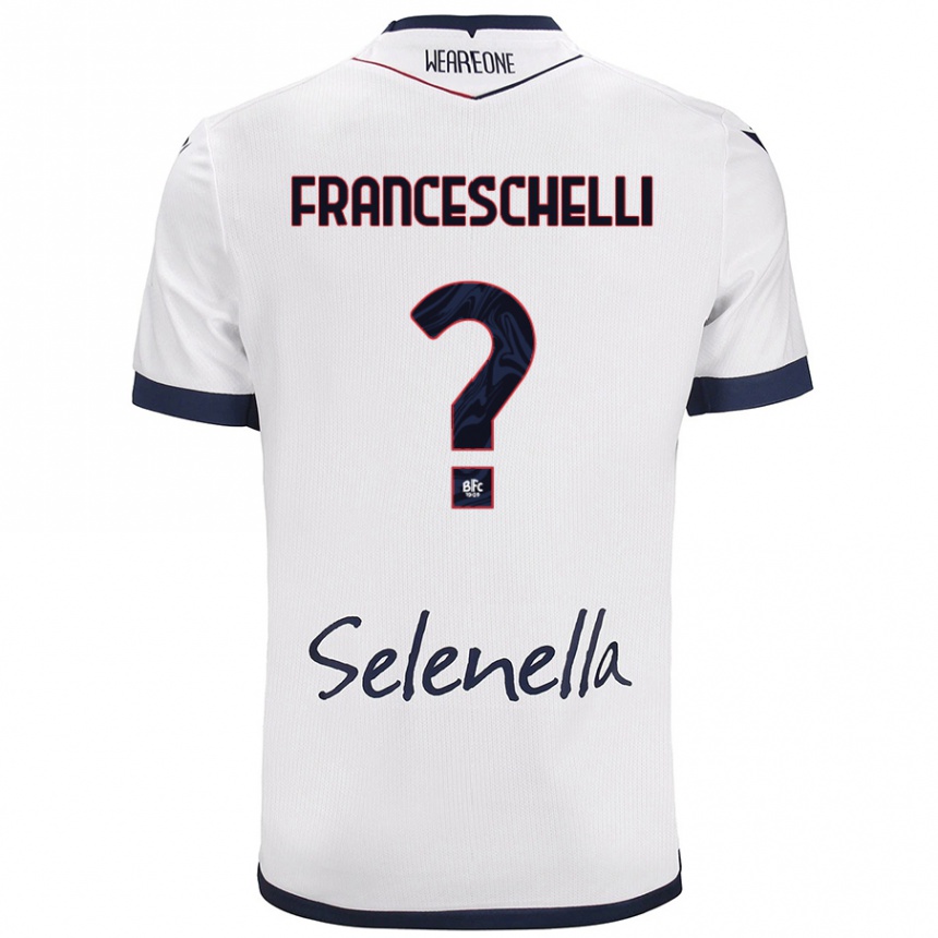 Women Football Matteo Franceschelli #0 White Royal Blue Away Jersey 2024/25 T-Shirt Za