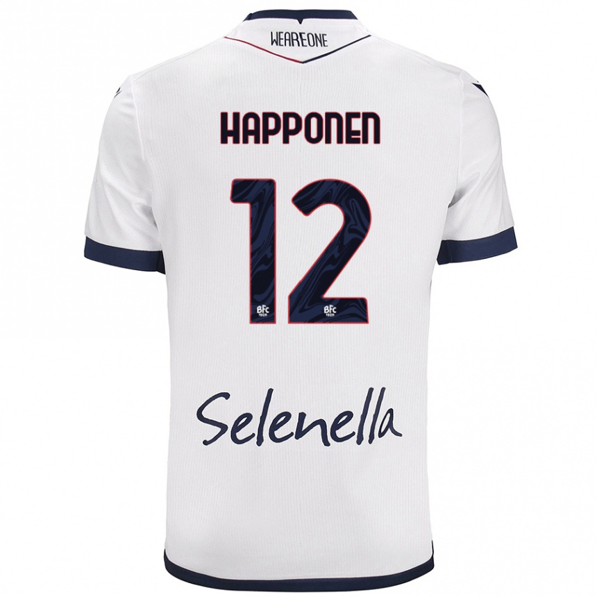 Women Football Ukko Happonen #12 White Royal Blue Away Jersey 2024/25 T-Shirt Za