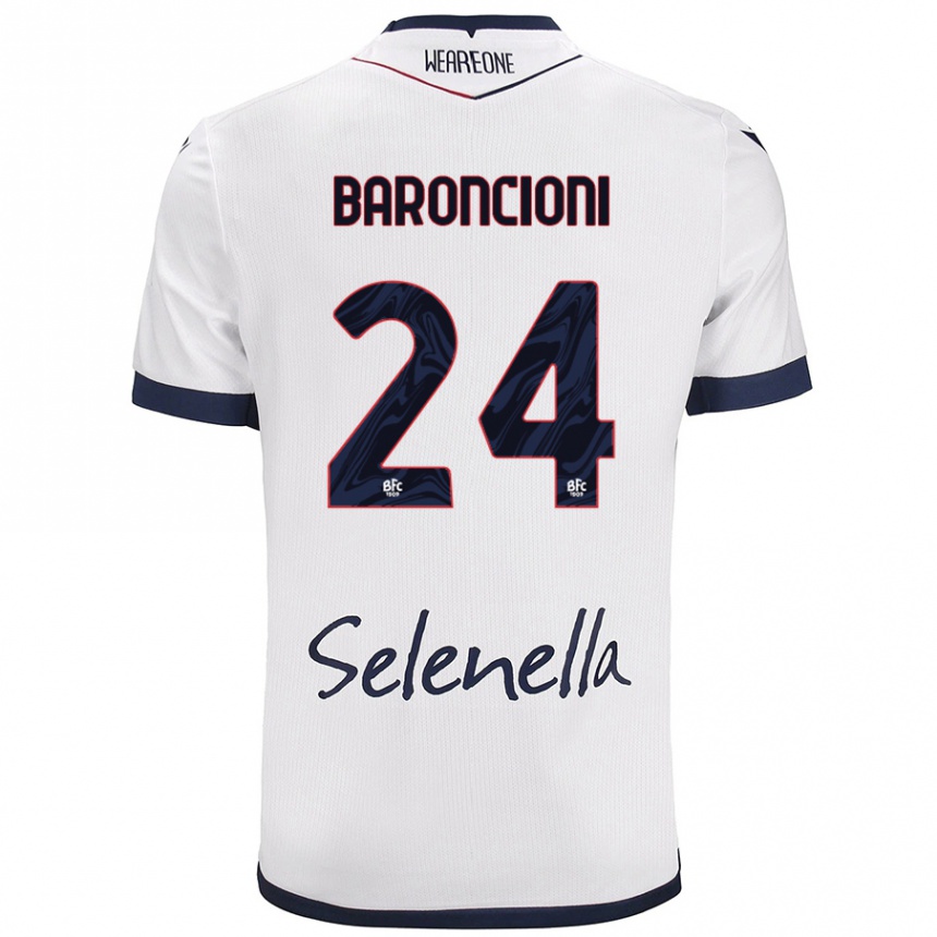 Women Football Davide Baroncioni #24 White Royal Blue Away Jersey 2024/25 T-Shirt Za