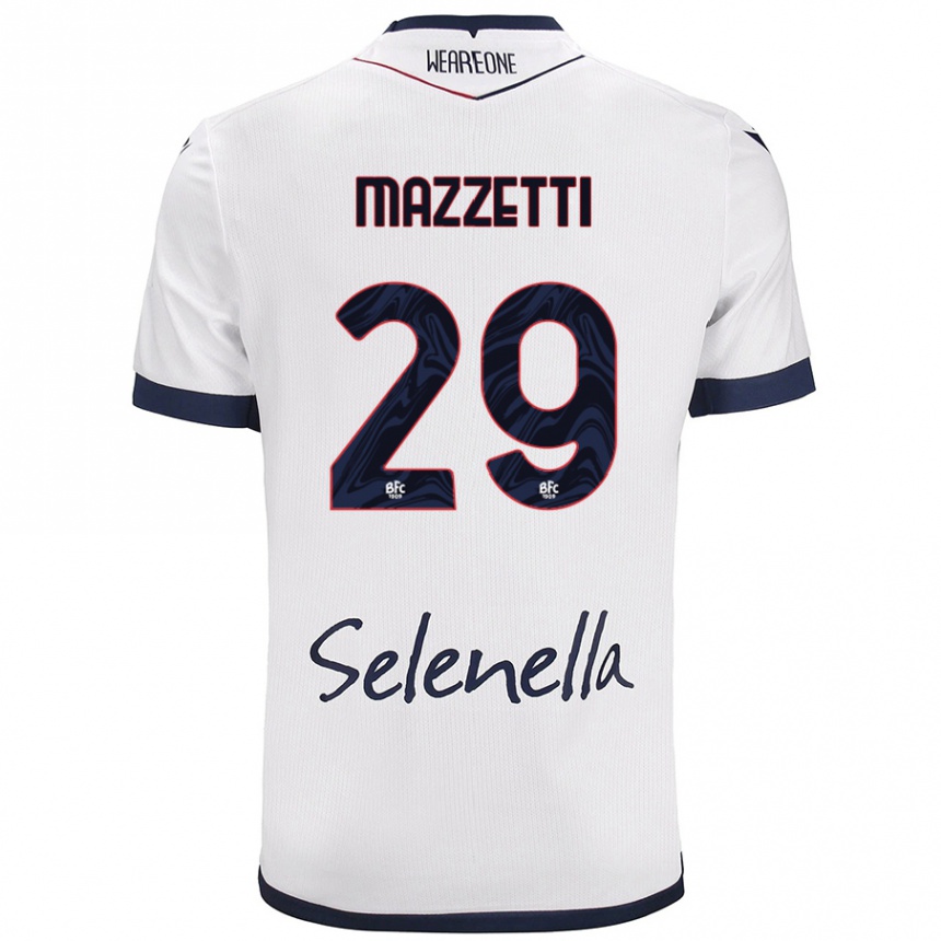 Women Football Gabriele Mazzetti #29 White Royal Blue Away Jersey 2024/25 T-Shirt Za