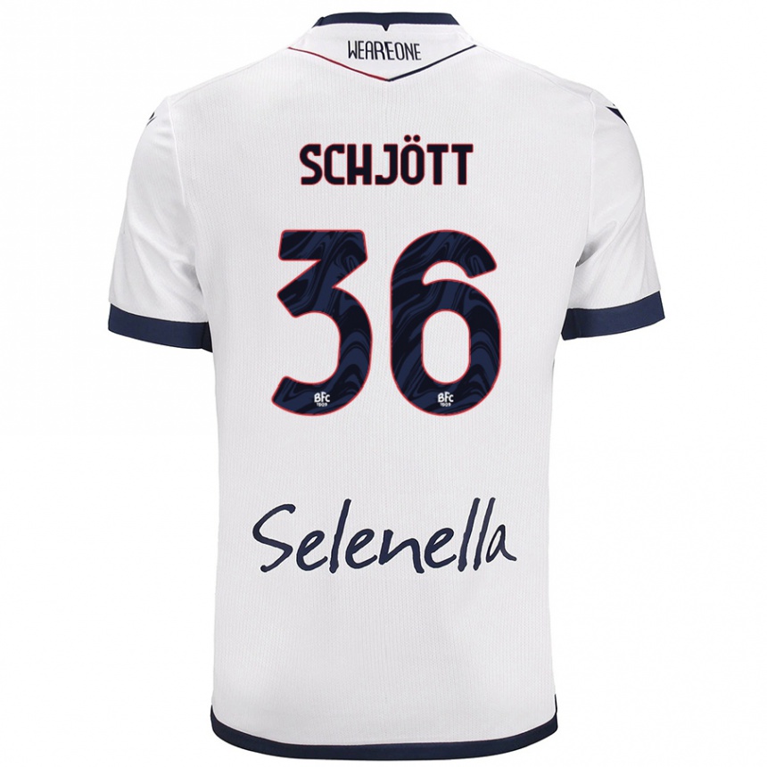 Women Football Gustav Schjött #36 White Royal Blue Away Jersey 2024/25 T-Shirt Za