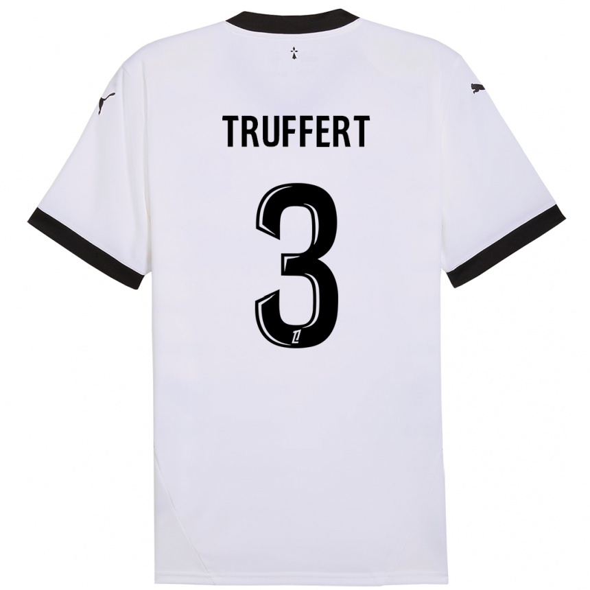 Women Football Adrien Truffert #3 White Black Away Jersey 2024/25 T-Shirt Za