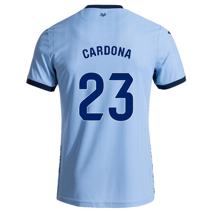 Women Football Sergi Cardona #23 Sky Blue Away Jersey 2024/25 T-Shirt Za