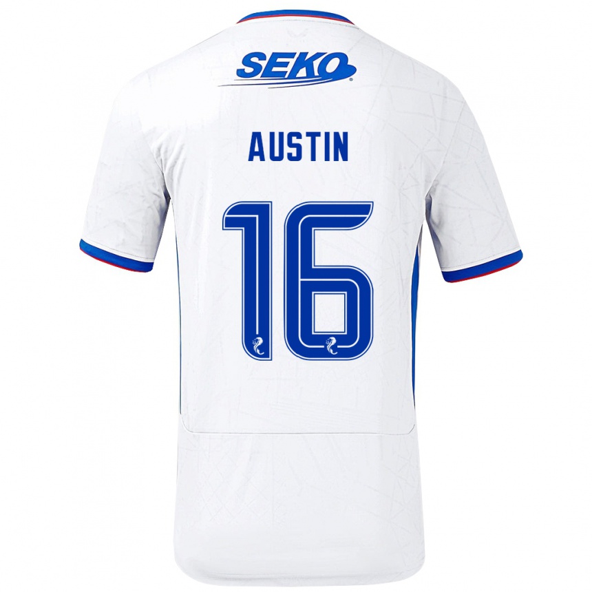 Women Football Eilidh Austin #16 White Blue Away Jersey 2024/25 T-Shirt Za