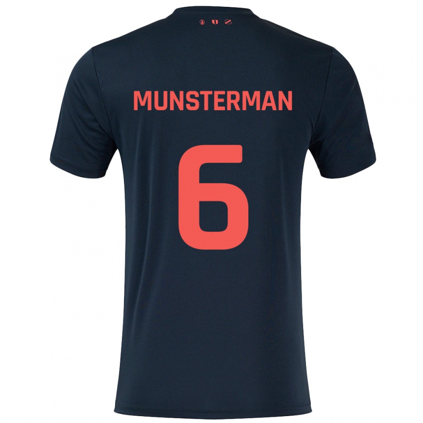 Women Football Marthe Munsterman #6 Black Red Away Jersey 2024/25 T-Shirt Za