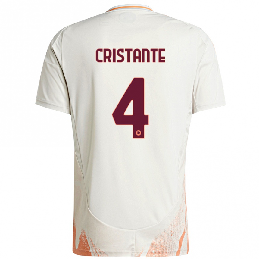 Women Football Bryan Cristante #4 Cream White Orange Away Jersey 2024/25 T-Shirt Za