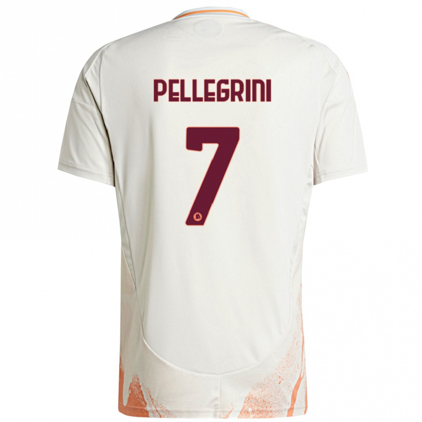 Women Football Lorenzo Pellegrini #7 Cream White Orange Away Jersey 2024/25 T-Shirt Za