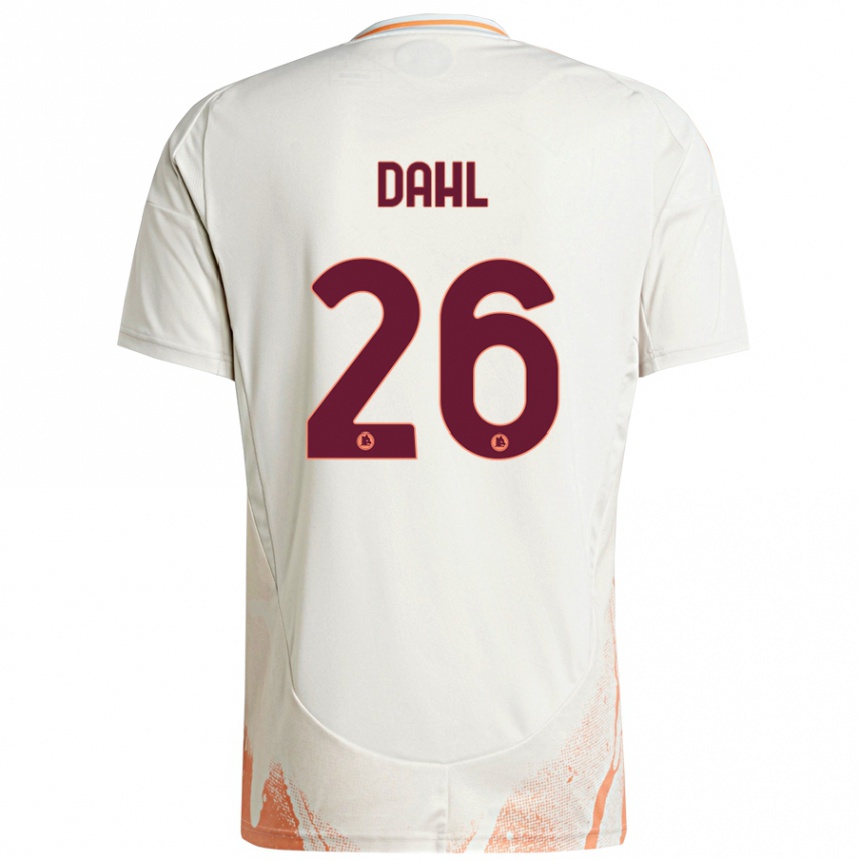 Women Football Samuel Dahl #26 Cream White Orange Away Jersey 2024/25 T-Shirt Za