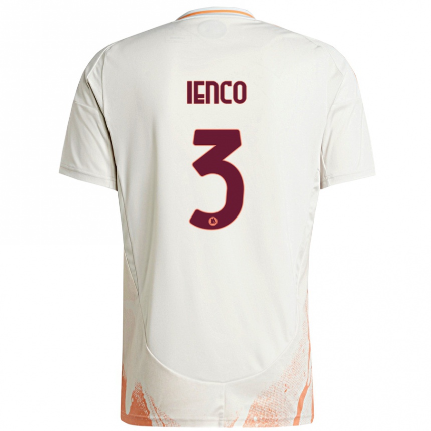 Women Football Simone Ienco #3 Cream White Orange Away Jersey 2024/25 T-Shirt Za