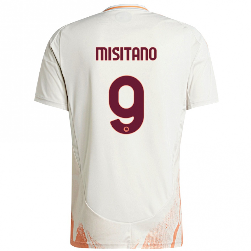 Women Football Giulio Misitano #9 Cream White Orange Away Jersey 2024/25 T-Shirt Za