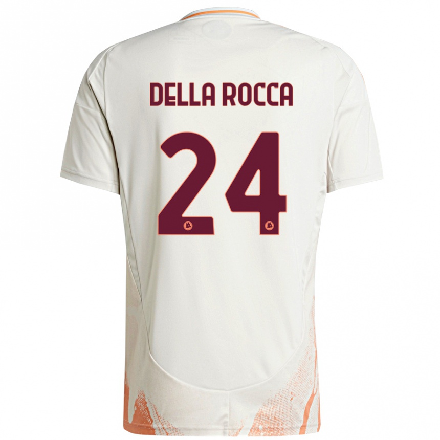 Women Football Mattia Della Rocca #24 Cream White Orange Away Jersey 2024/25 T-Shirt Za