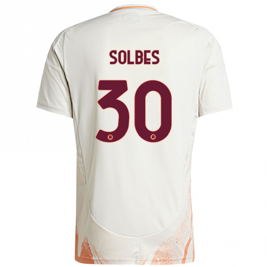 Women Football Ricardo Solbes #30 Cream White Orange Away Jersey 2024/25 T-Shirt Za