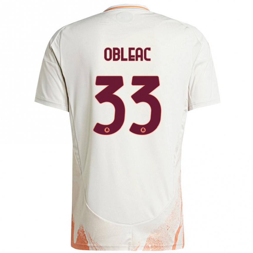 Women Football Matteo Obleac #33 Cream White Orange Away Jersey 2024/25 T-Shirt Za