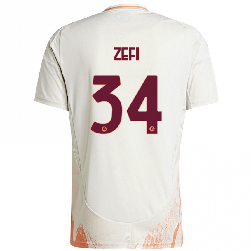 Women Football Kevin Zefi #34 Cream White Orange Away Jersey 2024/25 T-Shirt Za