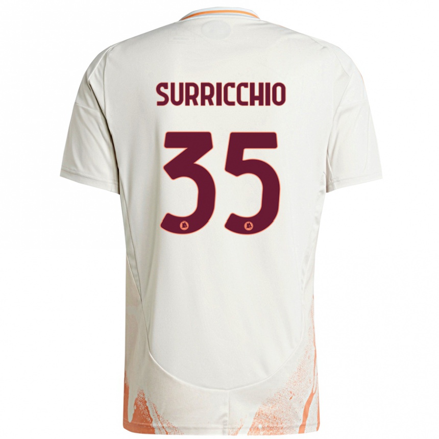 Women Football Jacopo Surricchio #35 Cream White Orange Away Jersey 2024/25 T-Shirt Za