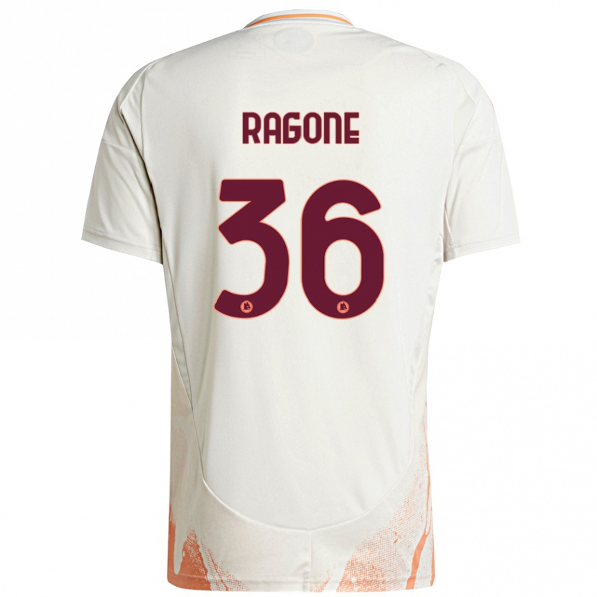 Women Football Diego Ragone #36 Cream White Orange Away Jersey 2024/25 T-Shirt Za