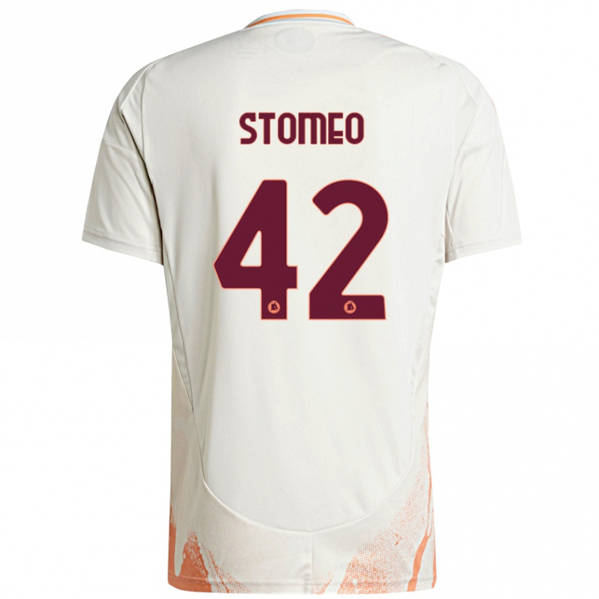 Women Football Giorgio Stomeo #42 Cream White Orange Away Jersey 2024/25 T-Shirt Za