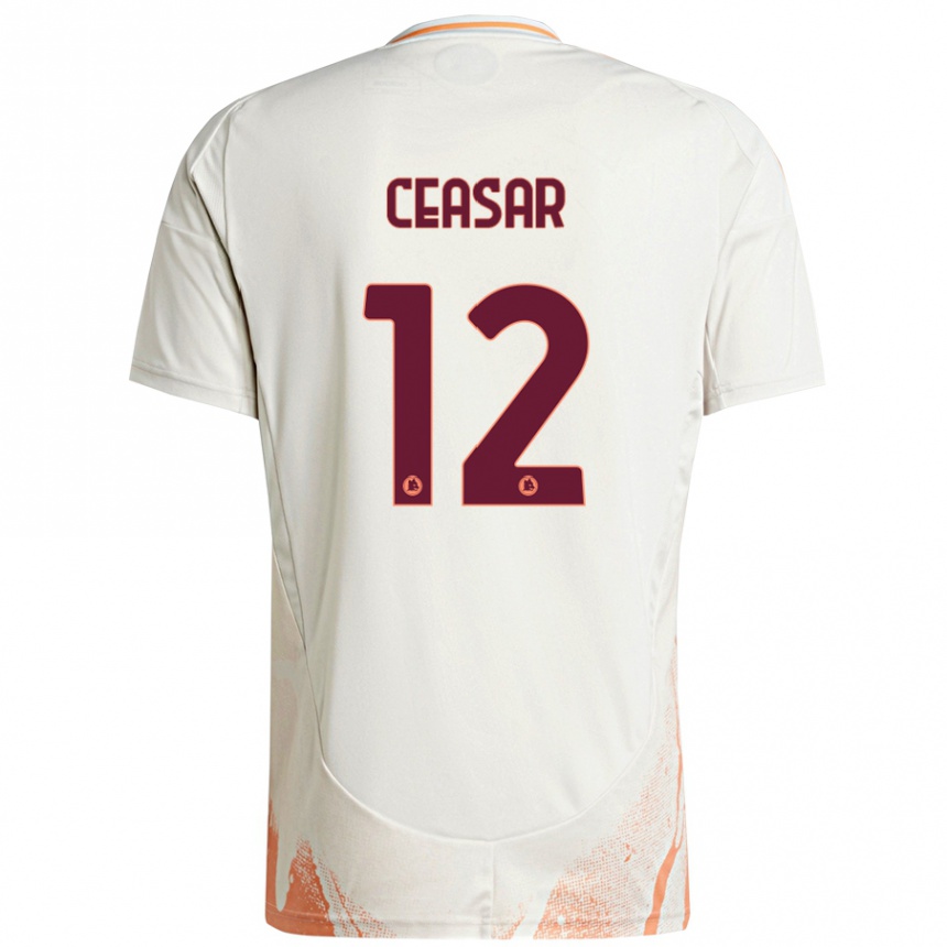 Women Football Camelia Ceasar #12 Cream White Orange Away Jersey 2024/25 T-Shirt Za