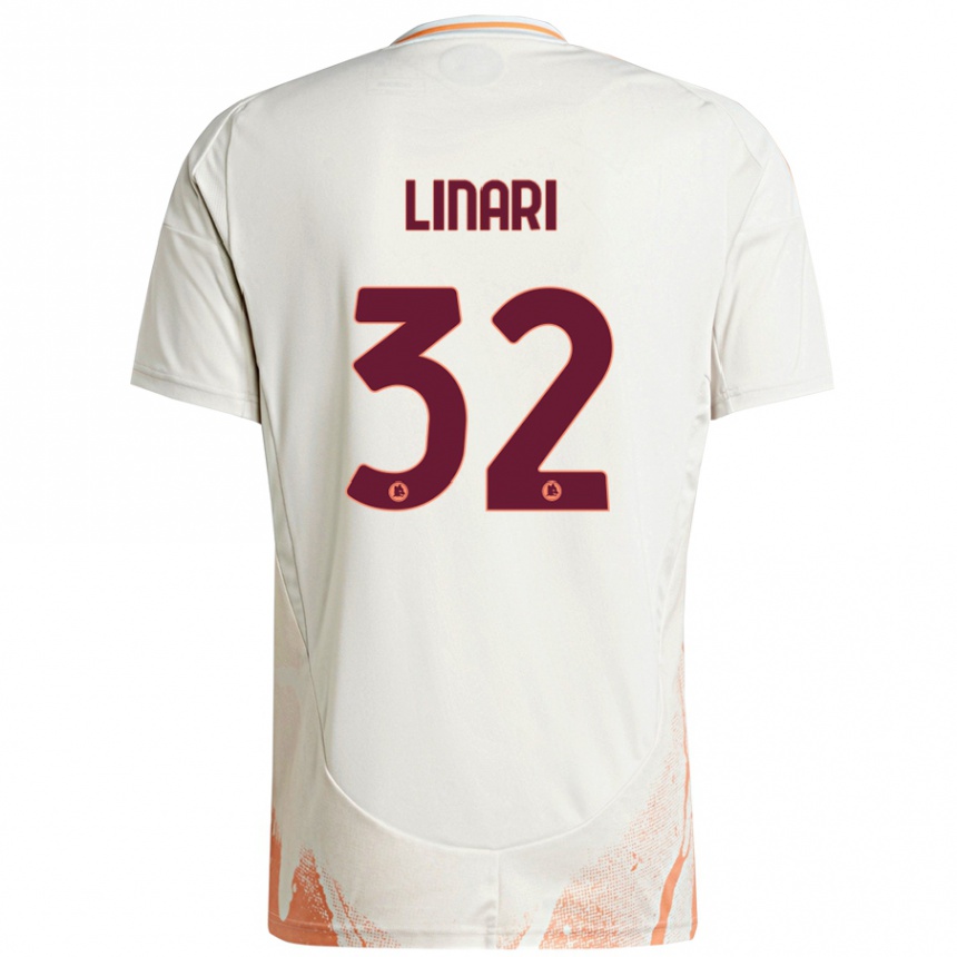 Women Football Elena Linari #32 Cream White Orange Away Jersey 2024/25 T-Shirt Za