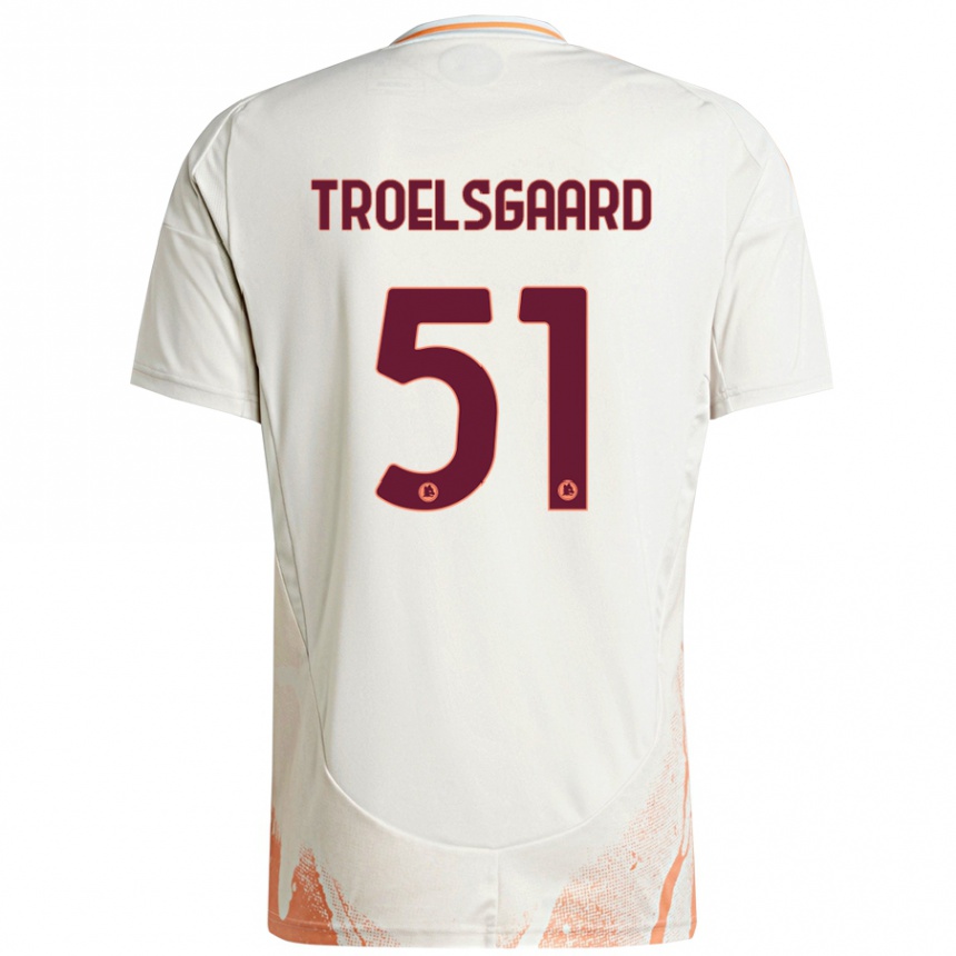 Women Football Sanne Troelsgaard #51 Cream White Orange Away Jersey 2024/25 T-Shirt Za