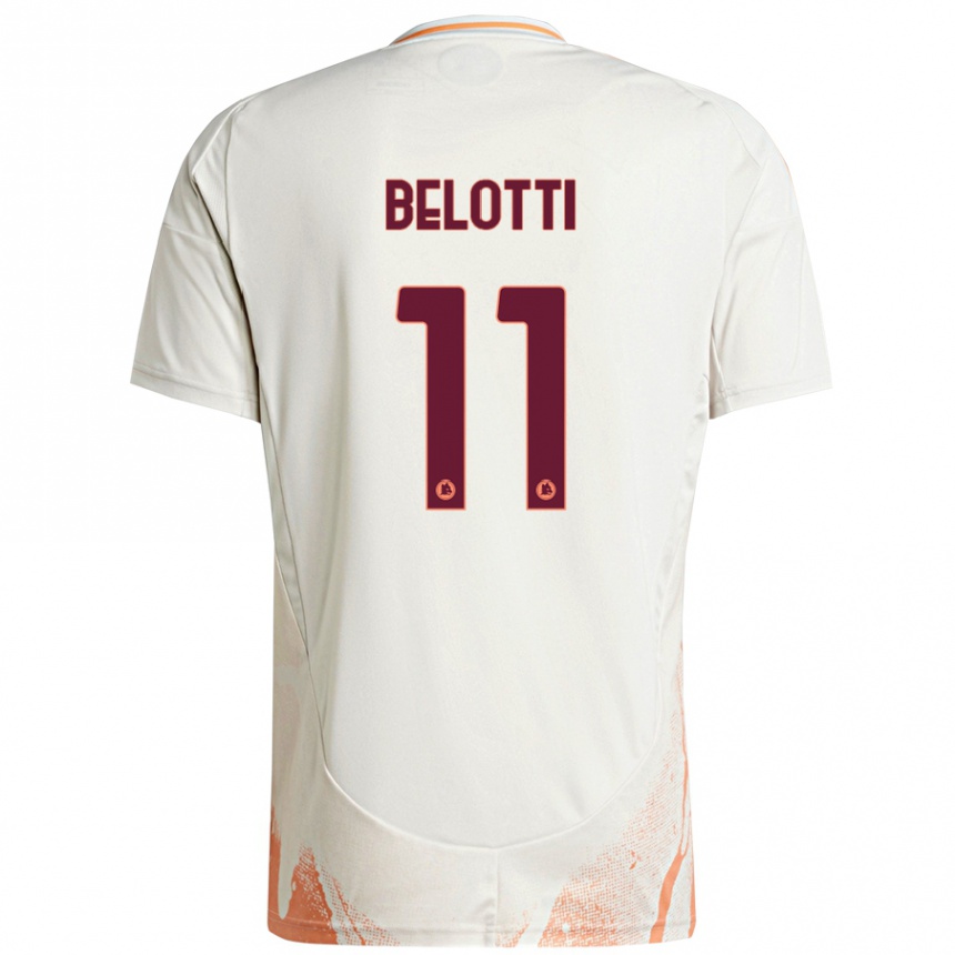 Women Football Andrea Belotti #11 Cream White Orange Away Jersey 2024/25 T-Shirt Za