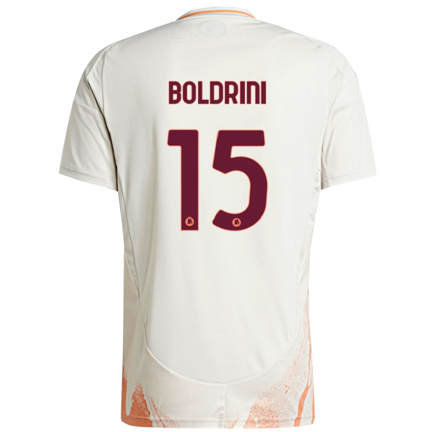 Women Football Mattia Boldrini #15 Cream White Orange Away Jersey 2024/25 T-Shirt Za