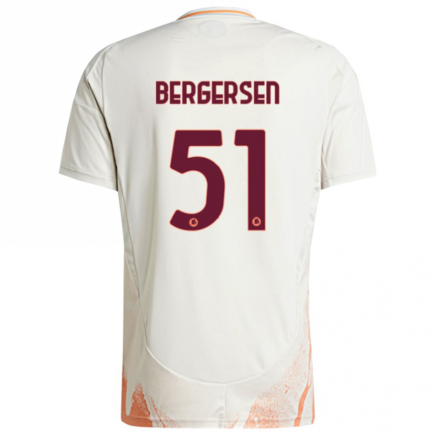 Women Football Mina Bergersen #51 Cream White Orange Away Jersey 2024/25 T-Shirt Za