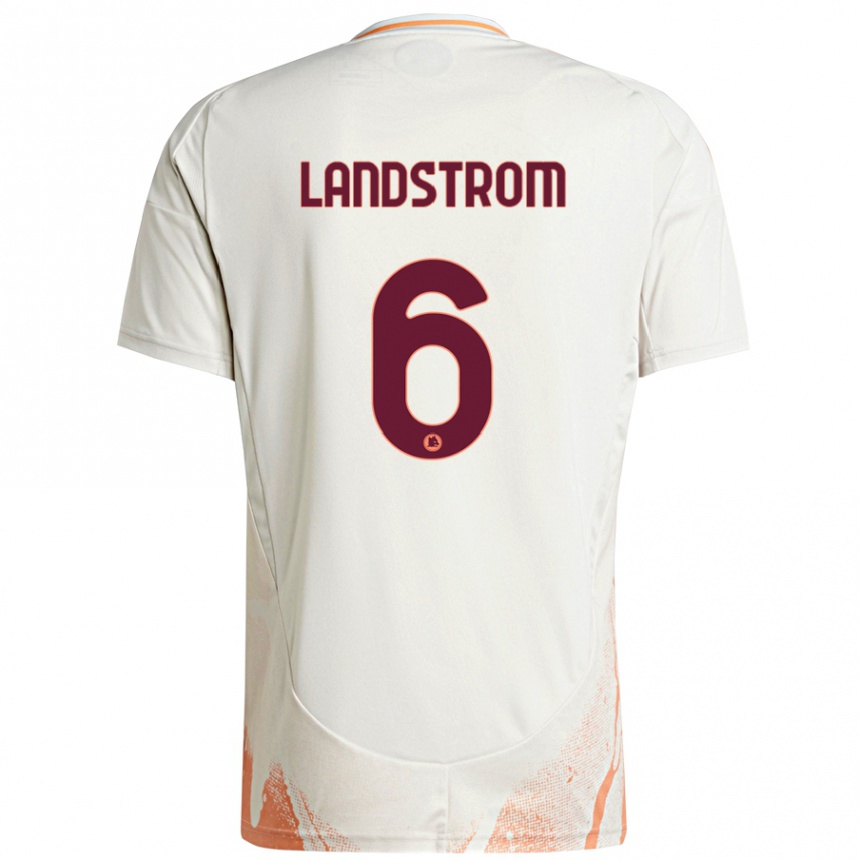 Women Football Elin Landstrom #6 Cream White Orange Away Jersey 2024/25 T-Shirt Za