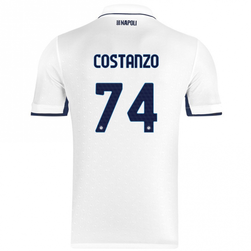 Women Football Davide Costanzo #74 White Royal Blue Away Jersey 2024/25 T-Shirt Za