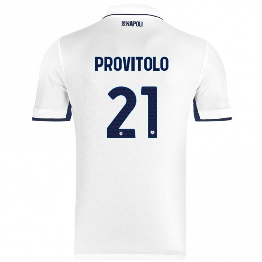 Women Football Vincenzo Provitolo #21 White Royal Blue Away Jersey 2024/25 T-Shirt Za