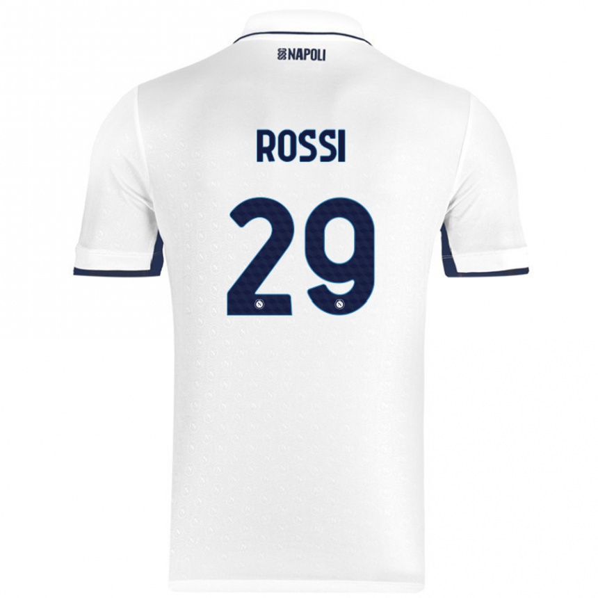 Women Football Francesco Rossi #29 White Royal Blue Away Jersey 2024/25 T-Shirt Za