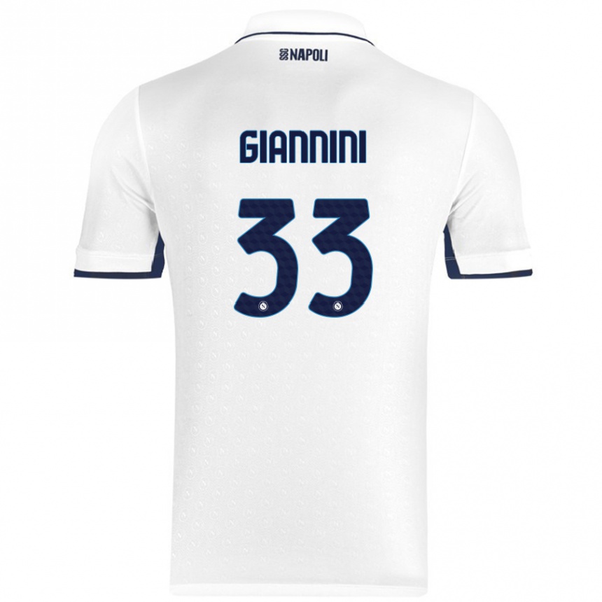 Women Football Enrico Giannini #33 White Royal Blue Away Jersey 2024/25 T-Shirt Za