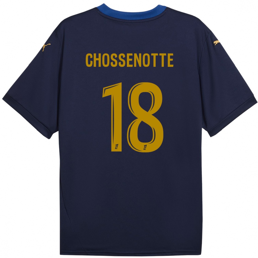 Women Football Shana Chossenotte #18 Navy Gold Away Jersey 2024/25 T-Shirt Za