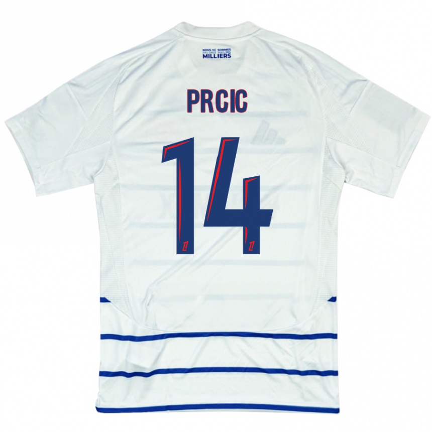 Women Football Sanjin Prcic #14 White Blue Away Jersey 2024/25 T-Shirt Za