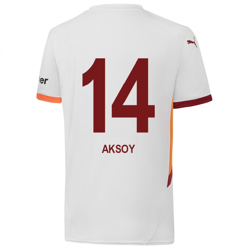 Women Football Berkan Aksoy #14 White Yellow Red Away Jersey 2024/25 T-Shirt Za