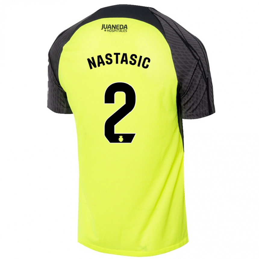 Women Football Matija Nastasic #2 Fluorescent Green Black Away Jersey 2024/25 T-Shirt Za