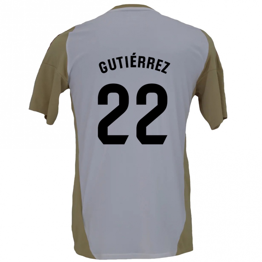 Women Football Juan Gutiérrez #22 Brown White Away Jersey 2024/25 T-Shirt Za