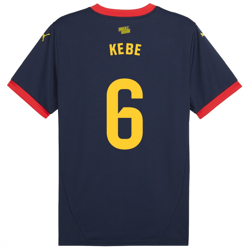 Women Football Ibrahima Kébé #6 Navy Red Away Jersey 2024/25 T-Shirt Za