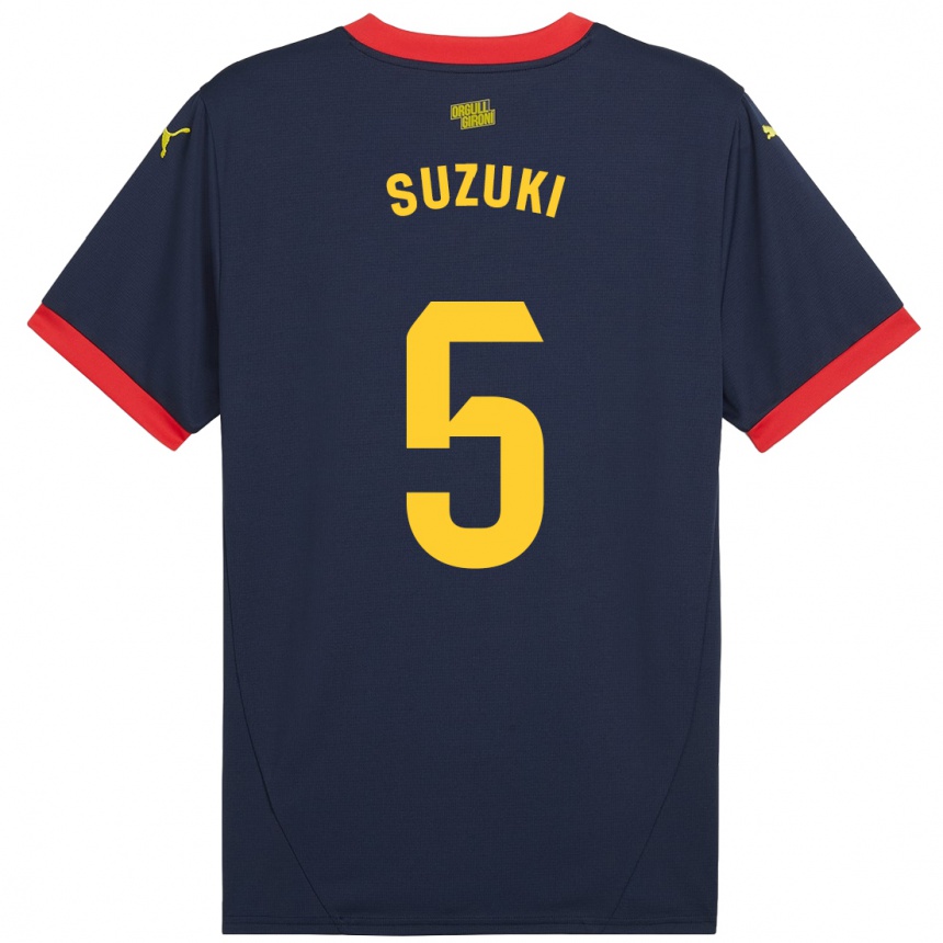 Women Football Wadi Ibrahim Suzuki #5 Navy Red Away Jersey 2024/25 T-Shirt Za