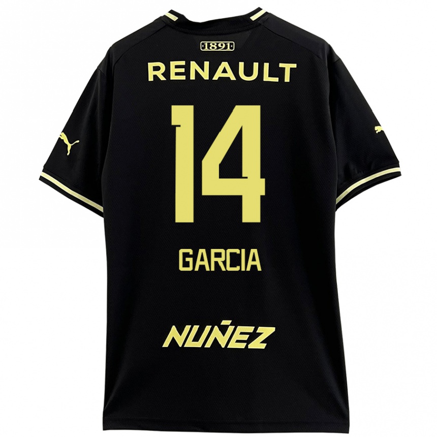 Women Football Damián García #14 Black Yellow Away Jersey 2024/25 T-Shirt Za