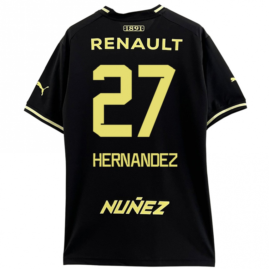 Women Football Lucas Hernández #27 Black Yellow Away Jersey 2024/25 T-Shirt Za