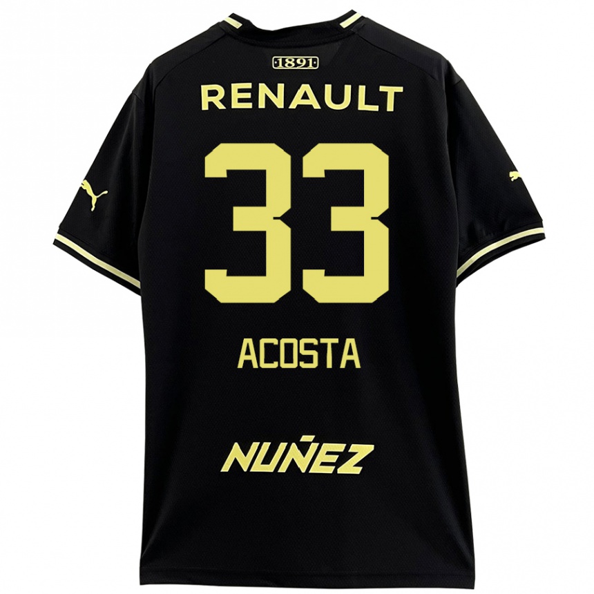 Women Football Nahuel Acosta #33 Black Yellow Away Jersey 2024/25 T-Shirt Za