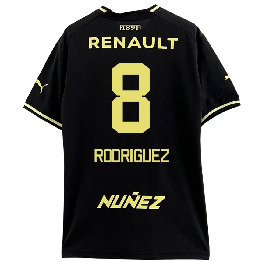 Women Football Sebastián Rodríguez #8 Black Yellow Away Jersey 2024/25 T-Shirt Za